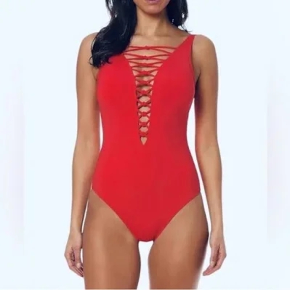 Bleu Rod Beattie Red One Piece Swimsuit Classic Design